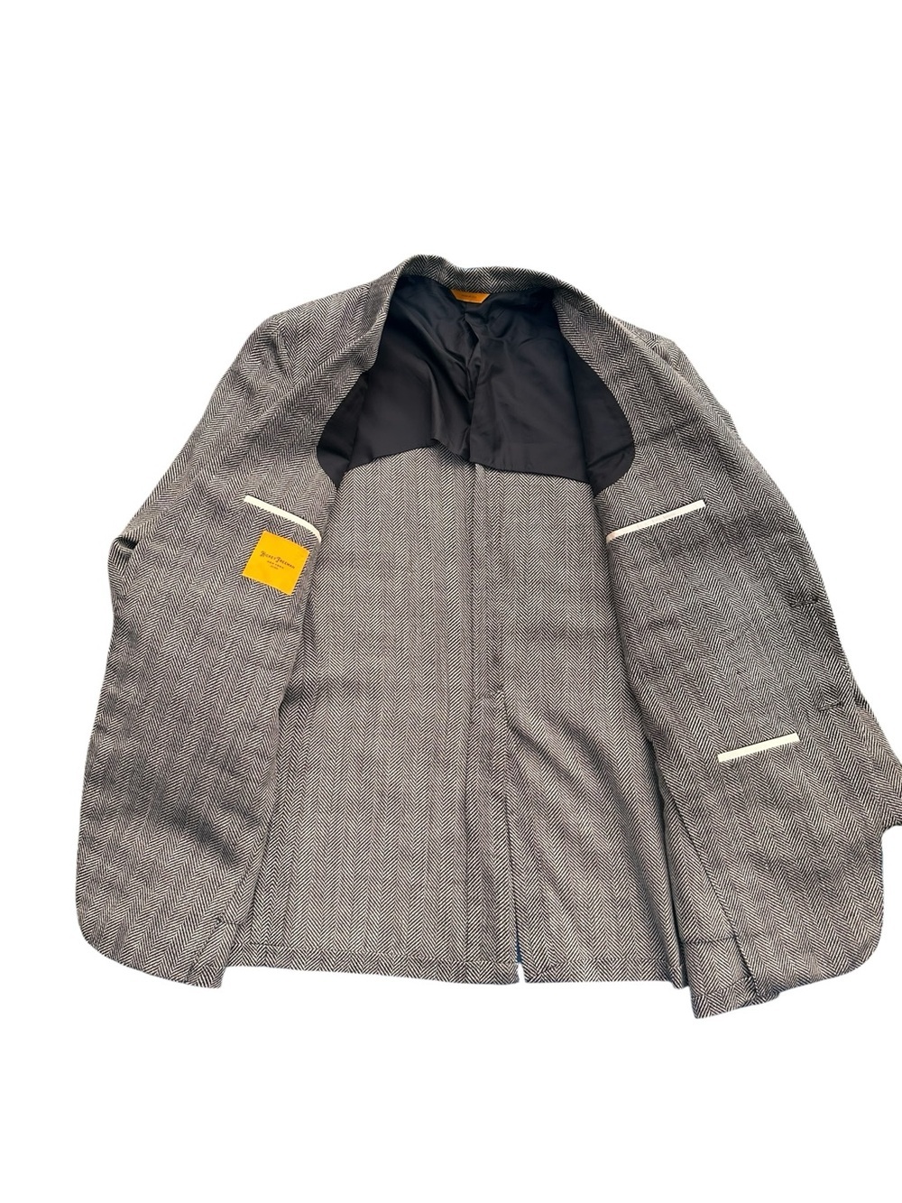 Hickey Freeman 44R Black Gray Sport Coat Blazer Houndstooth USA Made - Picture 4 of 13